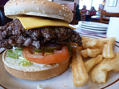 Denny's Burger and fries