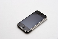 iPhone on white background