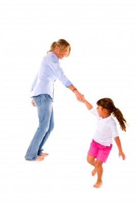 Mom and daughter playing