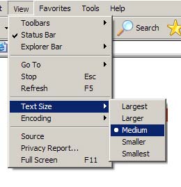 Text Size in IE